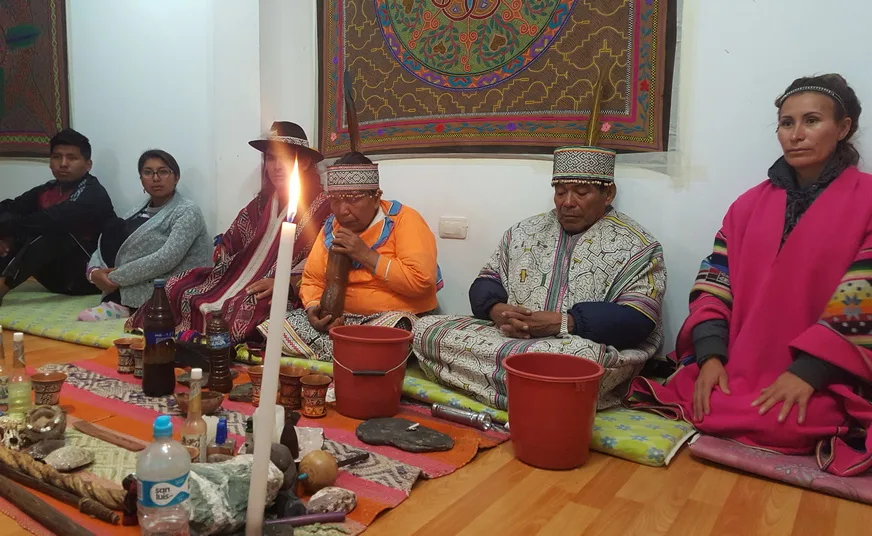 Wachuma ceremony at sacred site in Cusco
