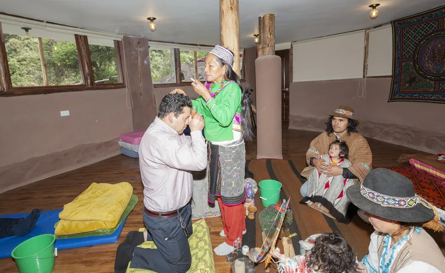 Wachuma (San Pedro) ceremony ritual setting in Andes