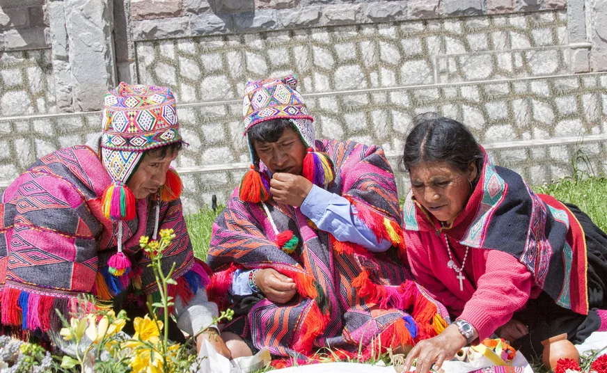 Sacred Mother Earth ritual performed by Andean shamans in Cusco, Peru