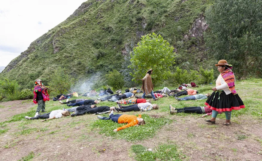 Wachuma ceremony at sacred site in Cusco