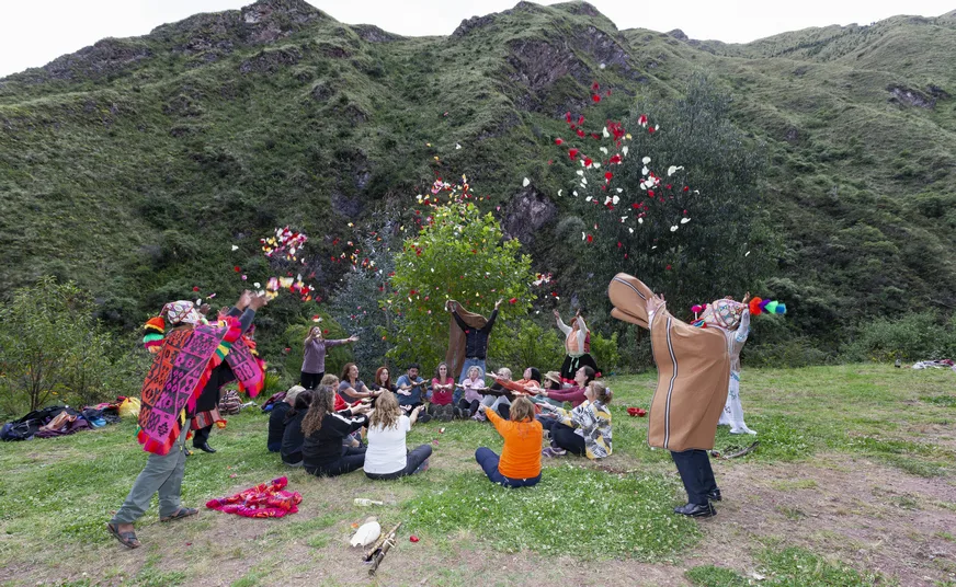 Wachuma ceremony at sacred site in Cusco